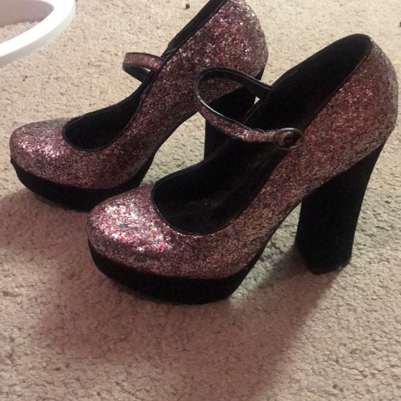 Glitter platform heels size 9 - Picture 2 of 2